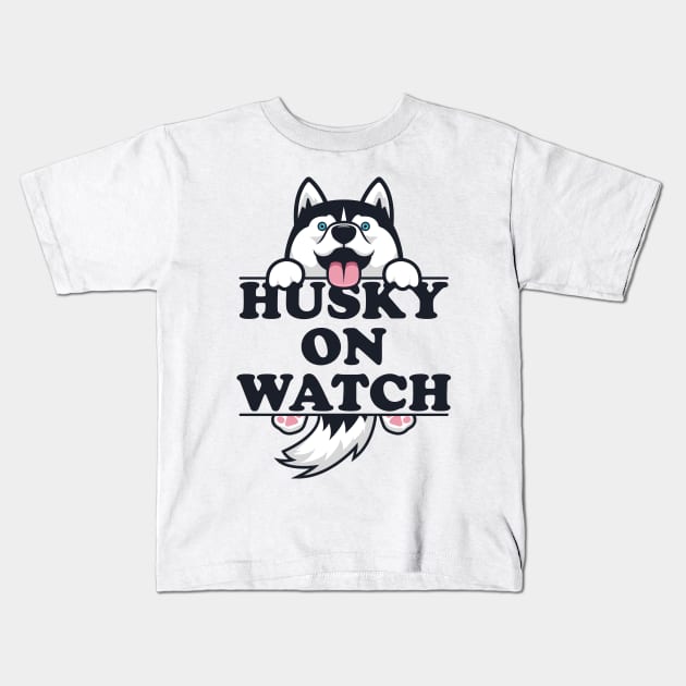 Husky On Watch Kids T-Shirt by AllanDolloso16